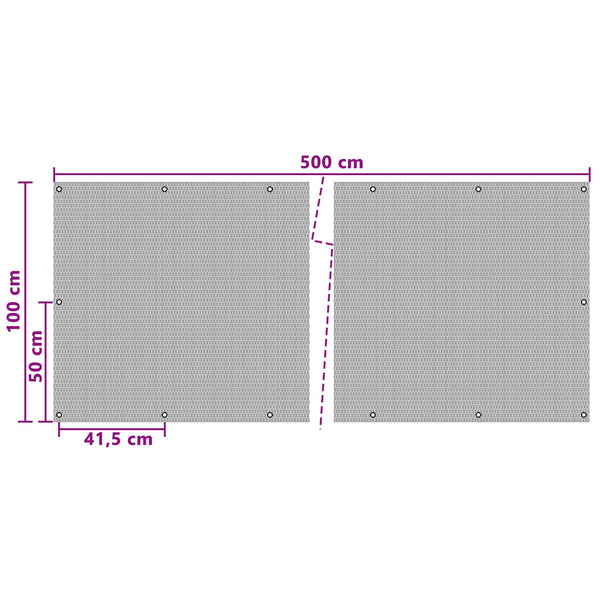 Parvekenäyttö Silmukoilla 500 x 100 cm polyrottinki Antrasiitti