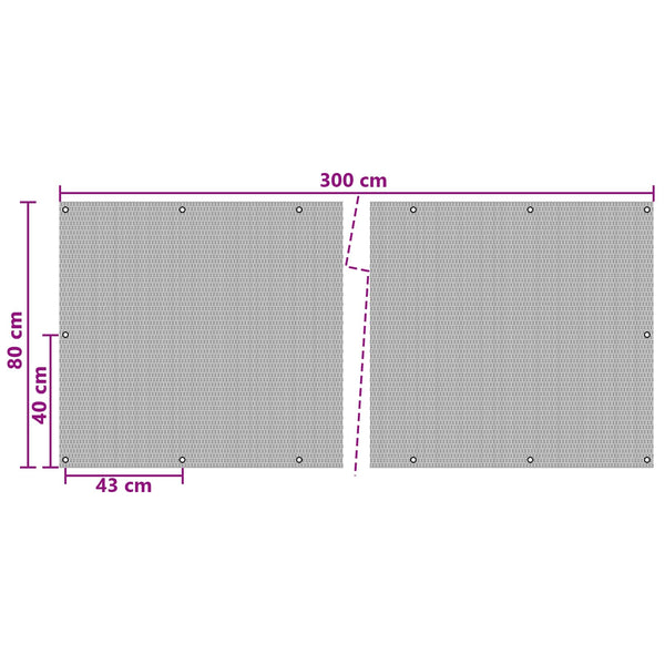 Parvekenäyttö Silmukoilla 300 x 80 cm polyrottinki Musta