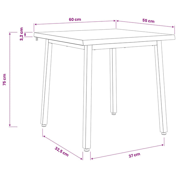 60 x 55 x 75 cm Tiheä akasiapuu Luonnollinen ja musta