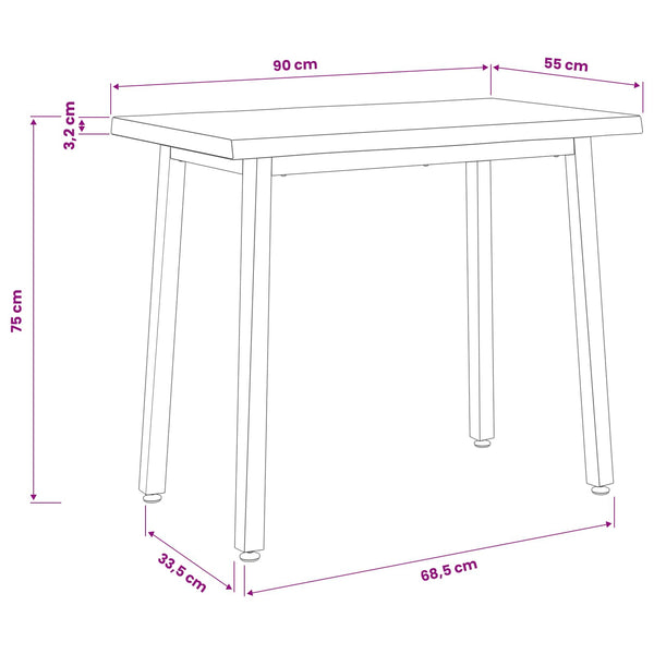 90 x 55 x 75 cm Tiheä akasiapuu Tummanruskea ja musta