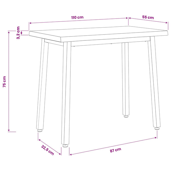 110 x 55 x 75 cm Tiheä akasiapuu Luonnollinen ja valkoinen