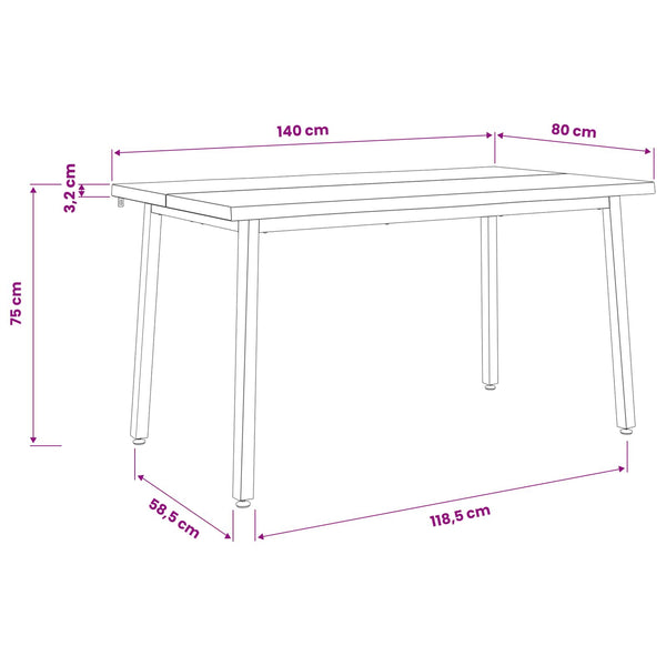 140 x 80 x 75 cm Tiheä akasiapuu Luonnollinen ja musta