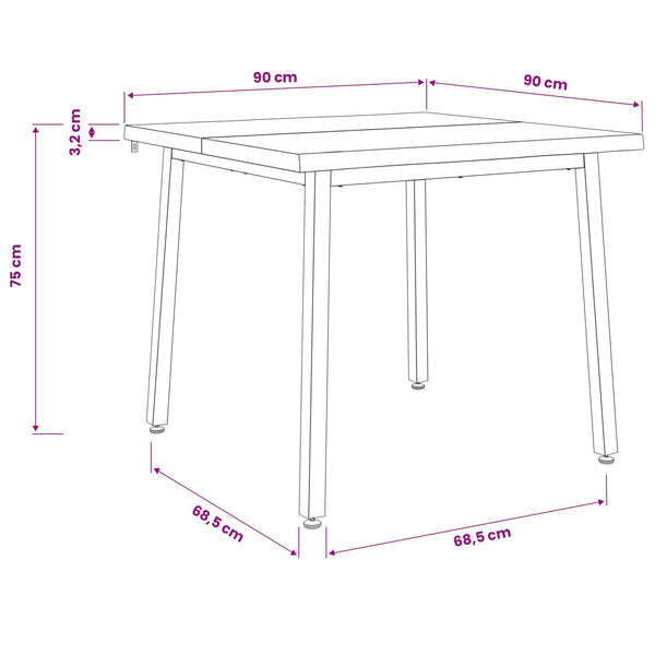 90 x 90 x 75 cm Tiheä akasiapuu Tummanruskea ja musta Neliö