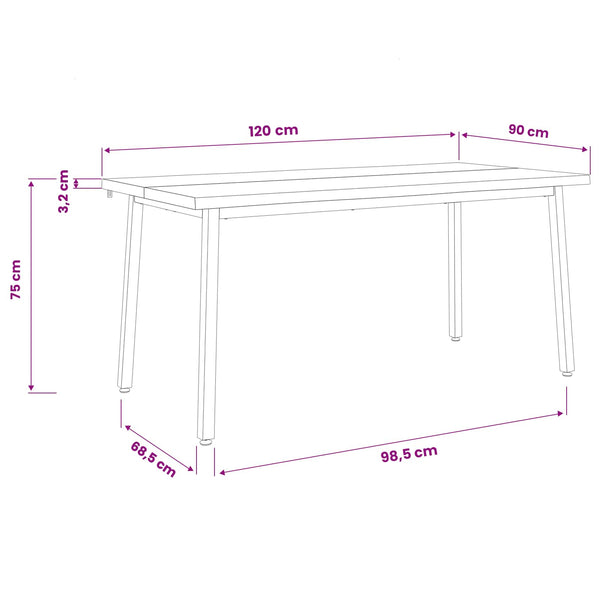 120 x 90 x 75 cm Tiheä akasiapuu Luonnollinen ja valkoinen