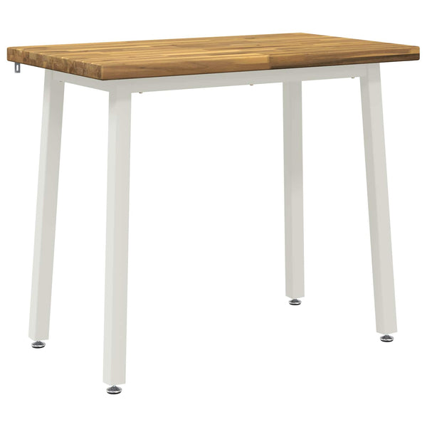 90 x 55 x 75 cm Tiheä akasiapuu valkoinen Suorakaide