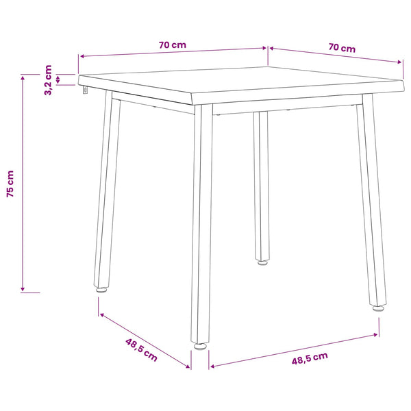 70 x 70 x 75 cm Tiheä akasiapuu Tumma ruskea ja valkoinen Neliö