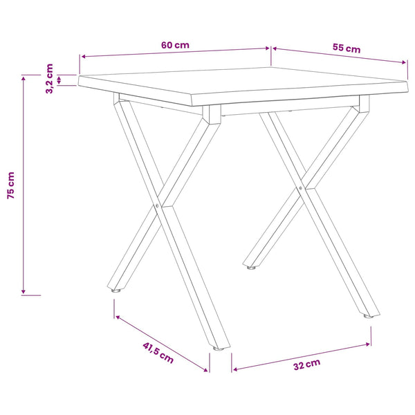 Elävä Reunakynttiläruokapöytä 60 x 55 x 75 cm Tiheä akasiapuu