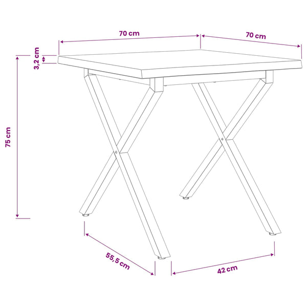 Elävä Reunakynttiläruokapöytä 70 x 70 x 75 cm Tiheä akasiapuu
