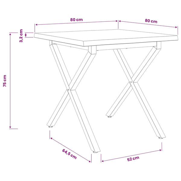 Elävä Reunakynttiläruokapöytä 80 x 80 x 75 cm Tiheä akasiapuu