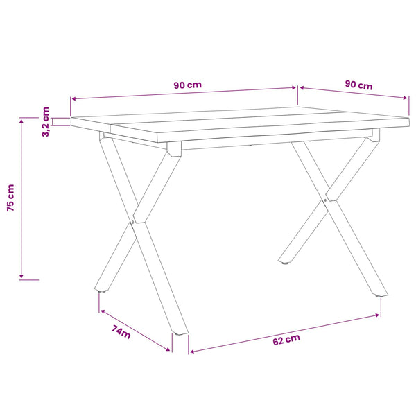 Elävä Reunakynttiläruokapöytä 90 x 90 x 75 cm Tiheä akasiapuu