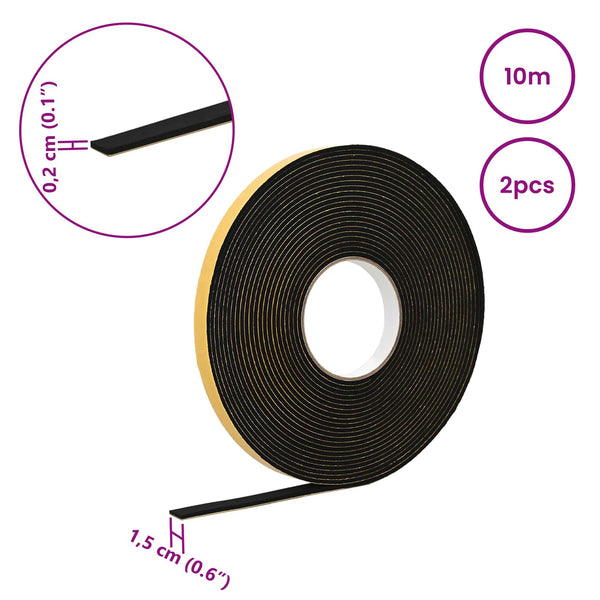 Itsekiinnittyvä vaahtoteippi 2 kpl Musta 15mm x 10m CR-vahto