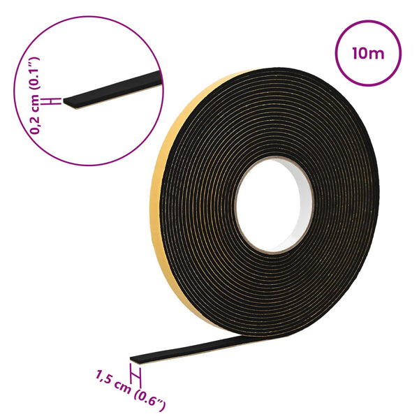 Itsekiinnittyvä vaahtoteippi 10 kpl Musta 15mm x 10m CR-vahto