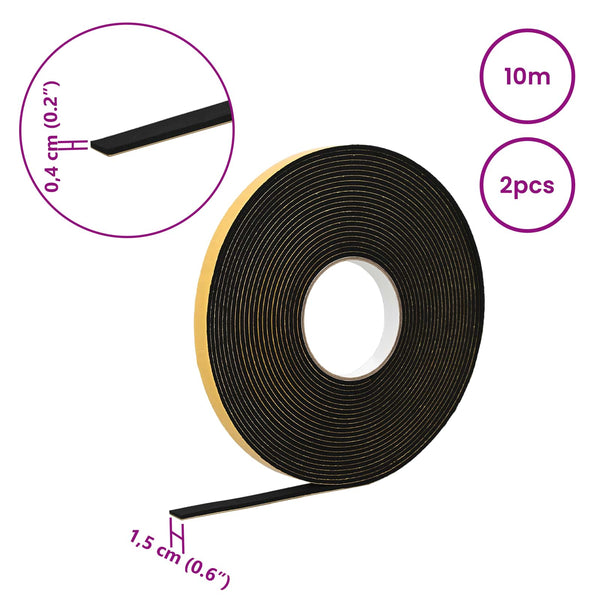 Itsekiinnittyvä vaahtoteippi 2 kpl Musta 15mm x 10m CR-vahto