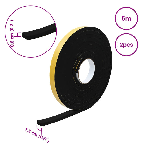 Itsekiinnittyvä vaahtoteippi 2 kpl Musta 15mm x 5m CR-vahto