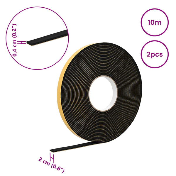 Itsekiinnittyvä vaahtoteippi 2 kpl Musta 20mm x 10m CR-vahto