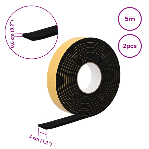 Itsekiinnittyvä vaahtoteippi 2 kpl Musta 30mm x 5m CR-vahto
