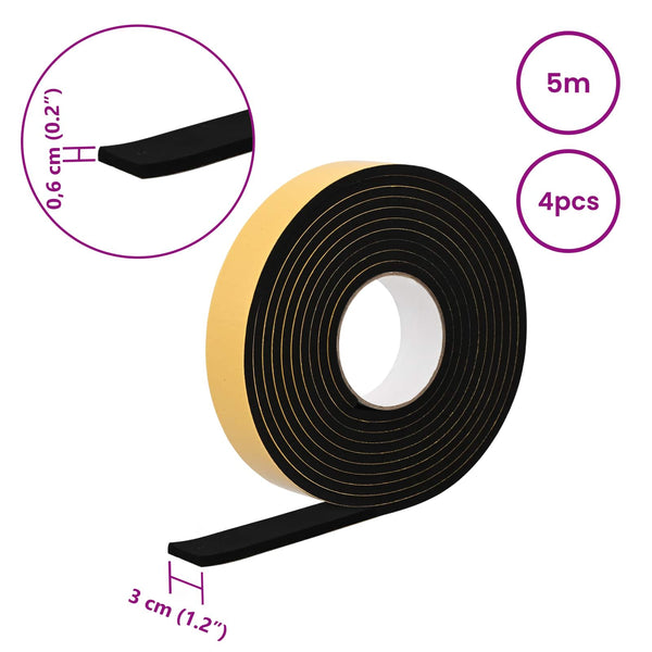 Itsekiinnittyvä vaahtoteippi 4 kpl Musta 30mm x 5m CR-vahto