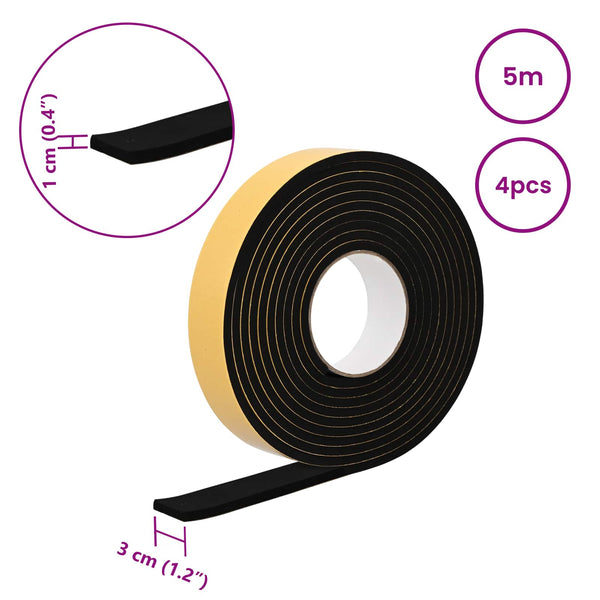 Itsekiinnittyvä vaahtoteippi 4 kpl Musta 30mm x 5m CR-vahto