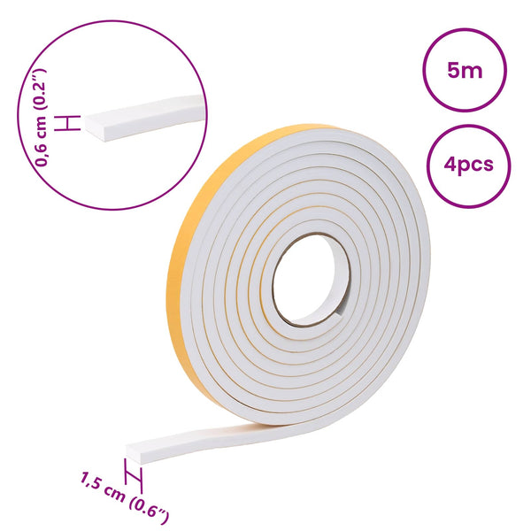 Itsekiinnittyvä vaahtoteippi 4 kpl valkoinen 15mm x 5m CR-vahto