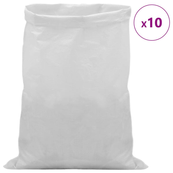 Kudotut säkit 10 kpl valkoinen 30 x 45 cm PP