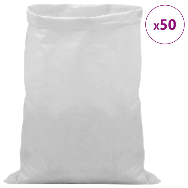 Kudotut säkit 50 kpl valkoinen 30 x 45 cm PP