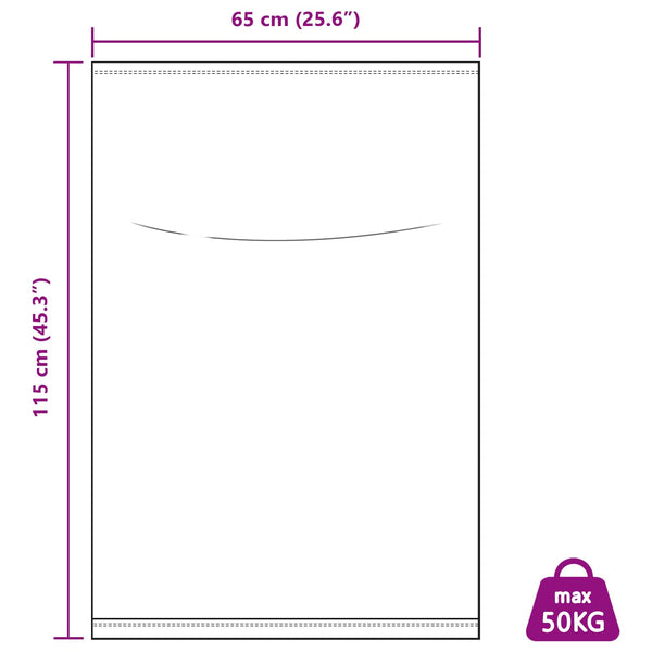 Kudotut säkit 50 kpl valkoinen 65 x 115 cm PP