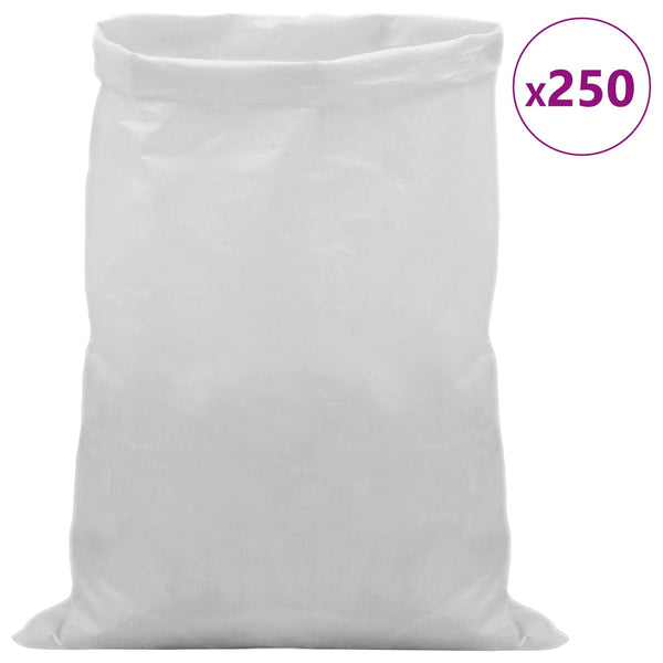 Kudotut säkit 250 kpl valkoinen 50 x 80 cm PP