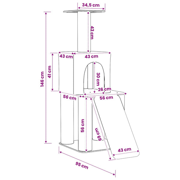 Kissanpuu sisaliraapimispuilla Vaaleanharmaa 146 cm