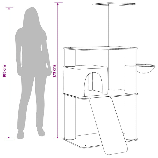 Kissanpuu sisaliraapimispuilla Vaaleanharmaa 173 cm