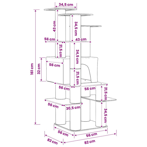 Kissanpuu sisaliraapimispuilla Vaaleanharmaa 161 cm