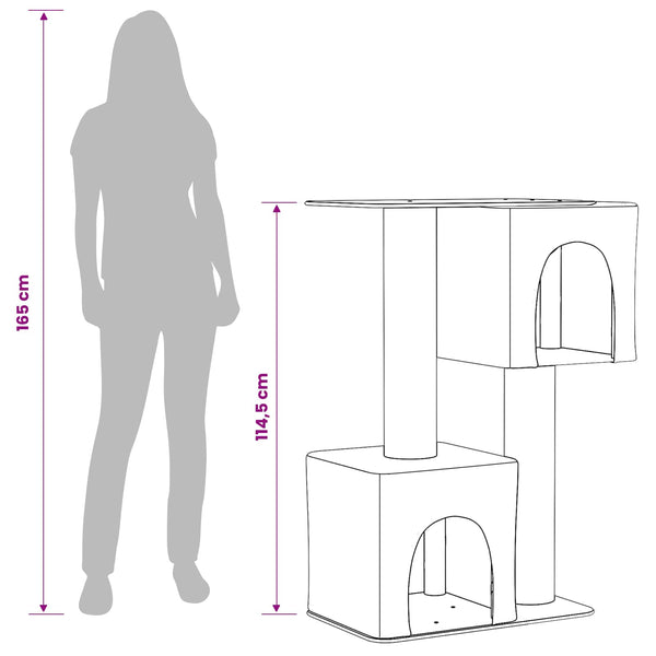 Kissanpuu sisaliraapimispuilla Vaaleanharmaa 114 cm