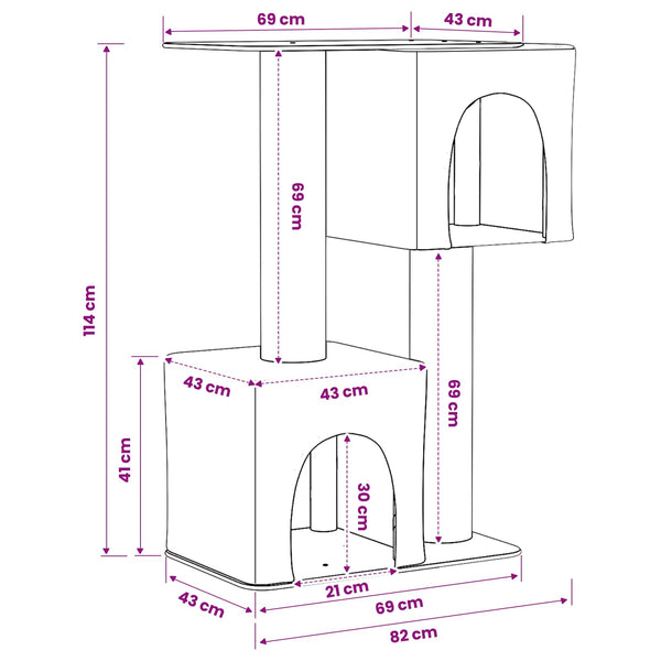 Kissanpuu sisaliraapimispuilla Vaaleanharmaa 114 cm