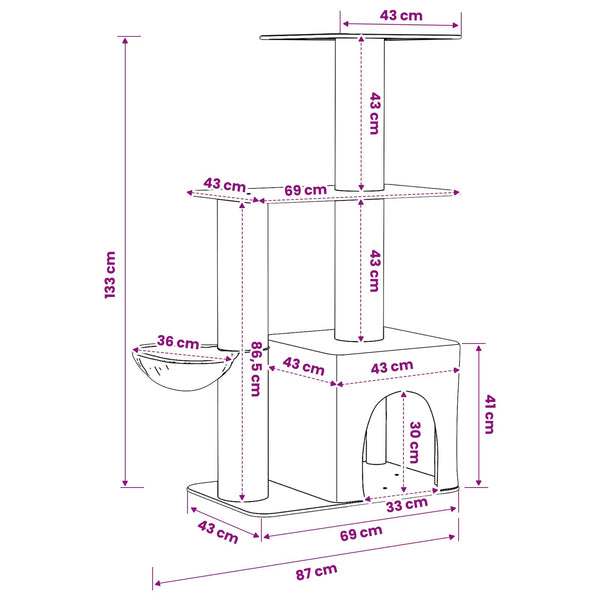 Kissanpuu sisaliraapimispuilla Vaaleanharmaa 133 cm