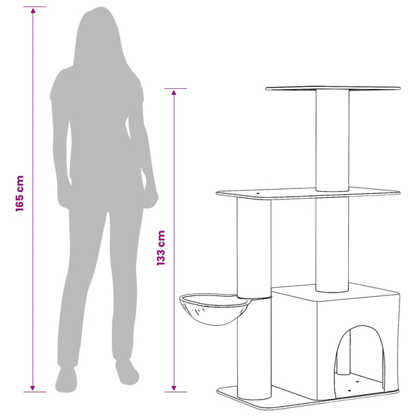 Kissanpuu sisaliraapimispuilla Tummanharmaa 133 cm