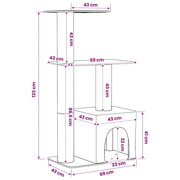 Kissanpuu sisaliraapimispuilla Vaaleanharmaa 133 cm
