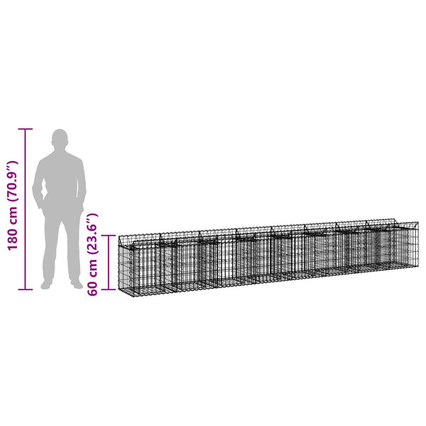 Gabion Kohotettu Peti 2 kpl 400 x 50 x 60 cm Galvanoitu teräs