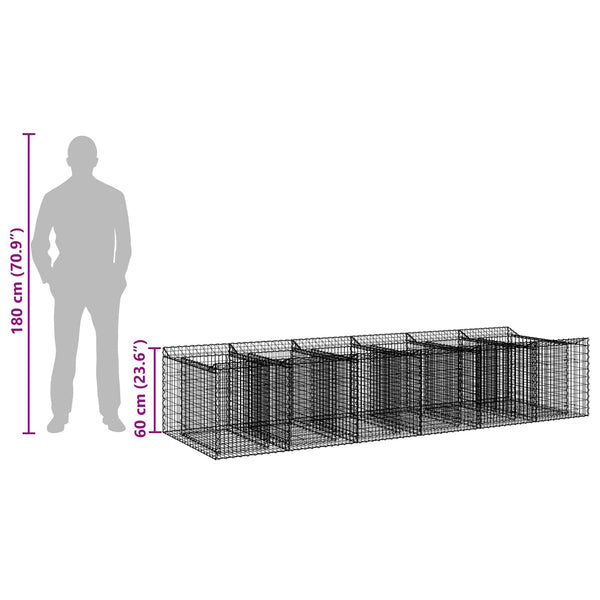 Gabion Kohotettu Peti 2 kpl 300 x 100 x 60 cm Galvanoitu teräs