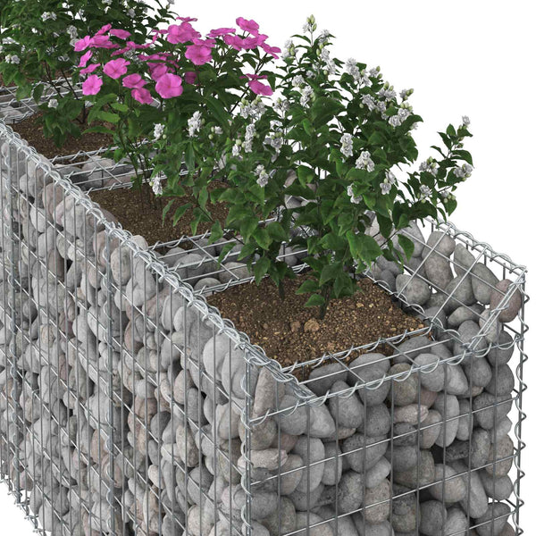 Gabion Kohotettu Peti 3 kpl 400 x 50 x 80 cm Galvanoitu teräs