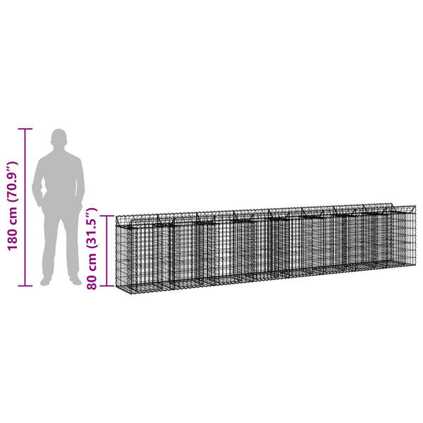Gabion Kohotettu Peti 3 kpl 400 x 50 x 80 cm Galvanoitu teräs