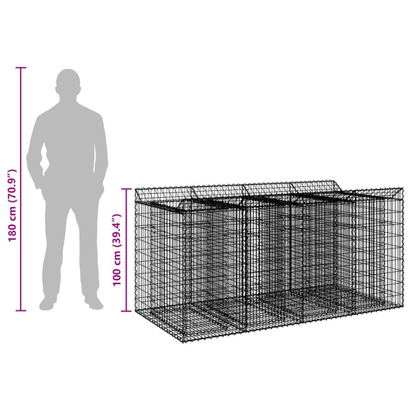 Gabion Kohotettu Peti 2 kpl 200 x 100 x 100 cm Galvanoitu teräs