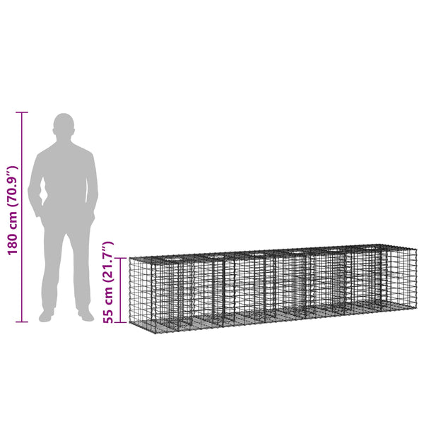 Gabion Kohotettu Peti 2 kpl 260 x 60 x 55 cm Galvanoitu teräs
