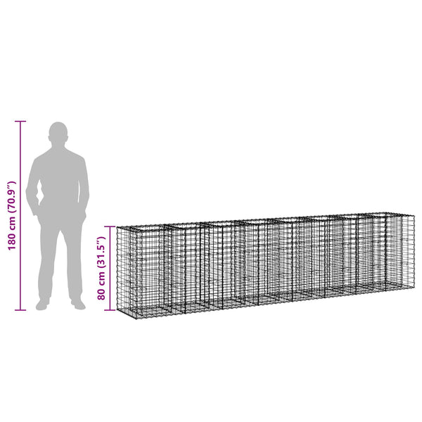 Gabion Kohotettu Peti 2 kpl 330 x 50 x 80 cm Galvanoitu teräs