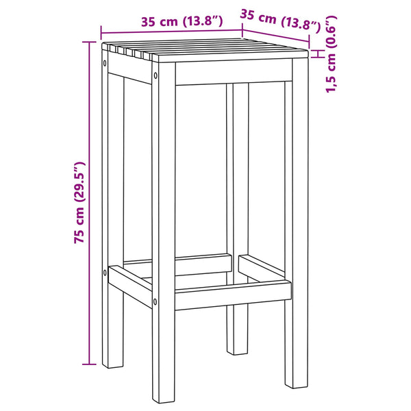Baarijakkara 2 pcs Ruskea Tiikkipuu
