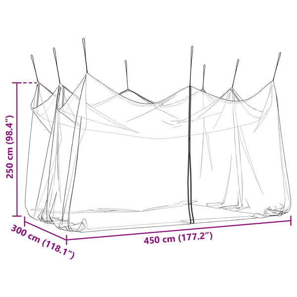 Puutarhan hyttysverkko 220 mesh valkoinen 3 x 4,5 x 2,5 m