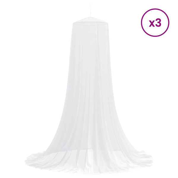 Hyttysverkko sängylle 3 kpl 156 mesh valkoinen ⌀56 x 220 cm