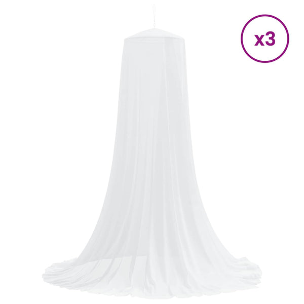 Hyttysverkko sängylle 3 kpl 156 mesh valkoinen ⌀56 x 220 cm