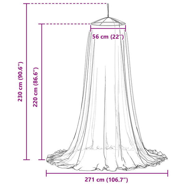 Hyttysverkko sängylle 3 kpl 156 mesh Musta ⌀56 x 220 cm