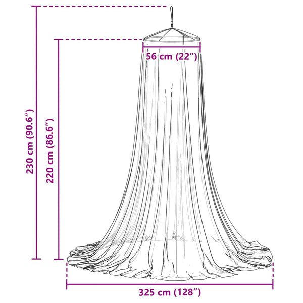 Hyttysverkko sängylle 3 kpl 156 mesh Musta ⌀56 x 220 cm