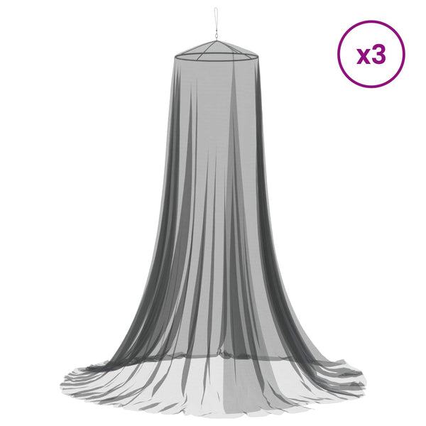 Hyttysverkko sängylle 3 kpl 156 mesh Musta ⌀56 x 220 cm