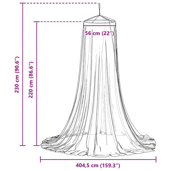 Hyttysverkko sängylle 3 kpl 156 mesh Musta ⌀56 x 220 cm